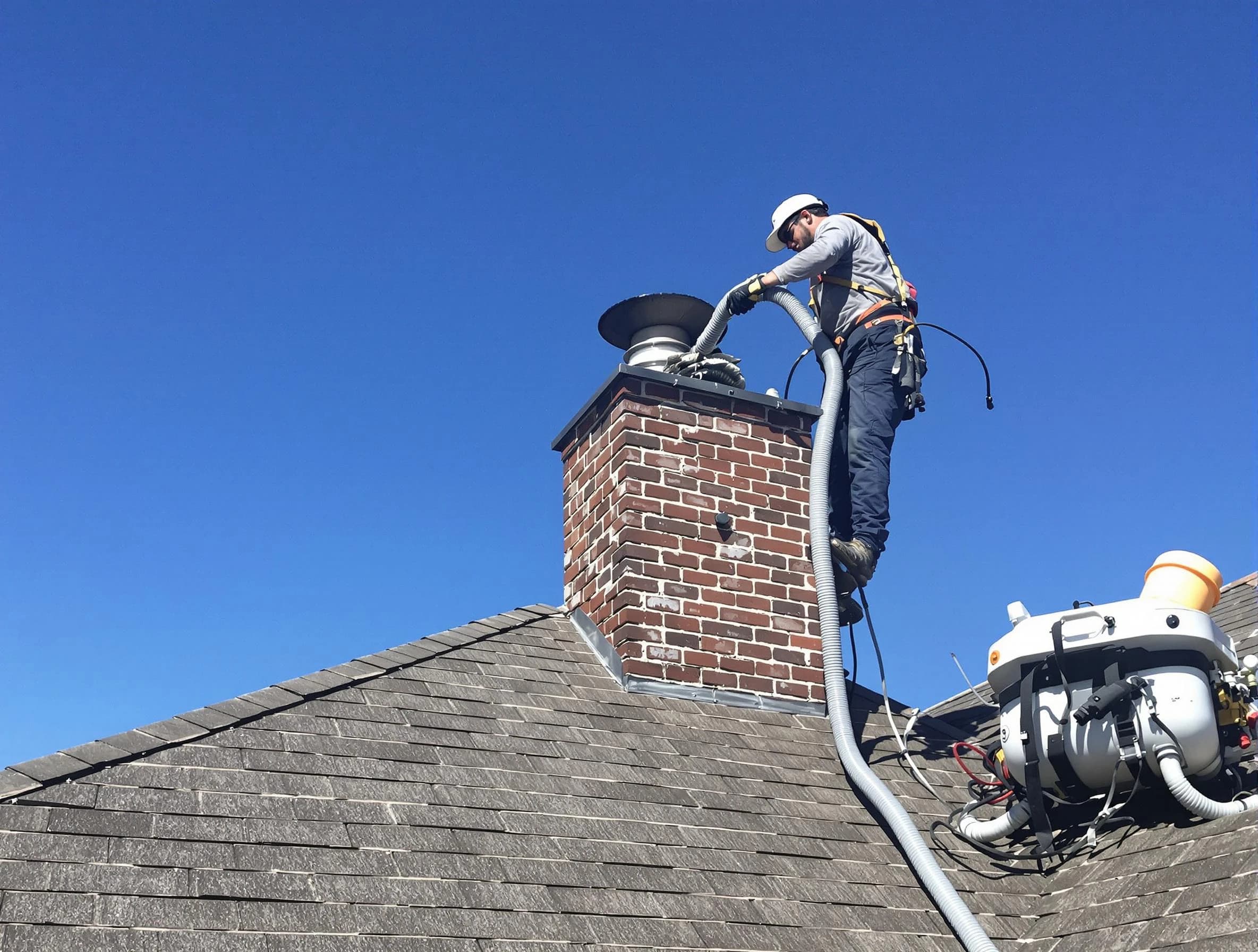 Dedicated New Brunswick Chimney Sweep team member cleaning a chimney in New Brunswick, NJ