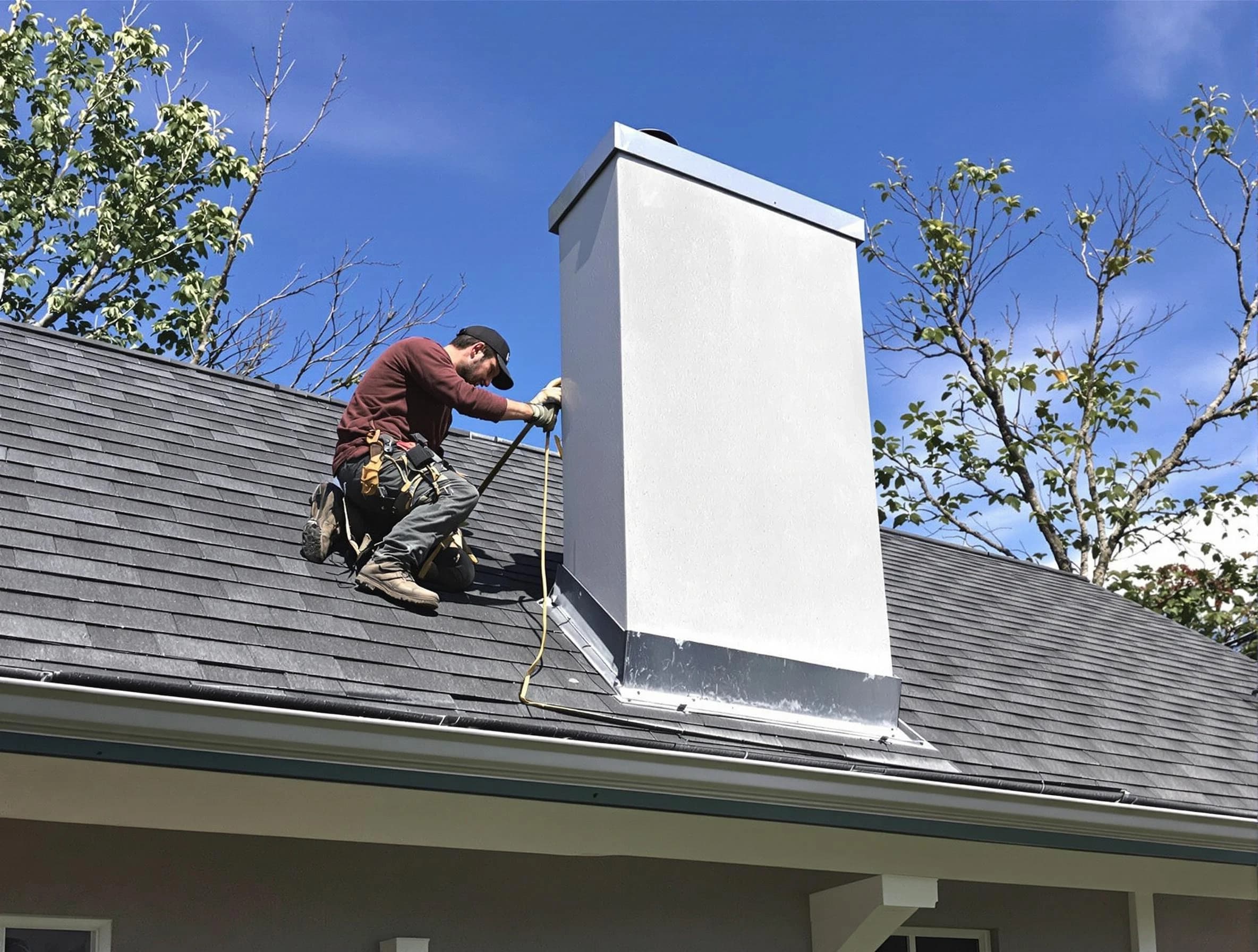 New Brunswick Chimney Sweep team member finishing chimney construction in New Brunswick, NJ