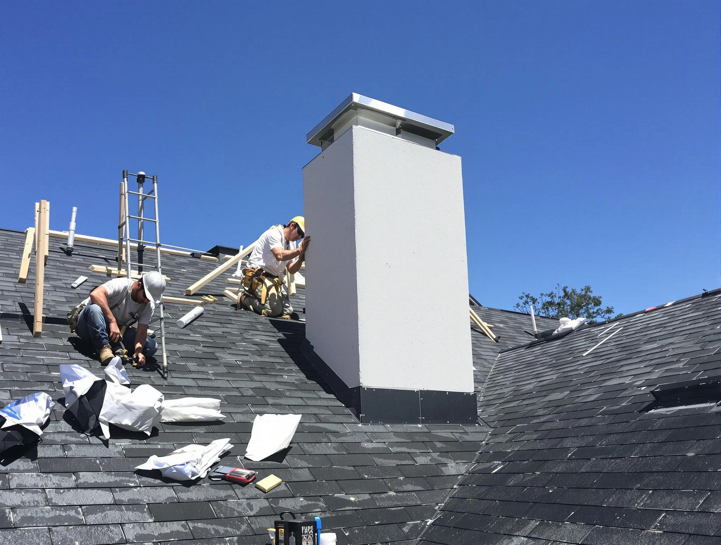 New Brunswick Chimney Sweep crew installing a new chimney in New Brunswick, NJ