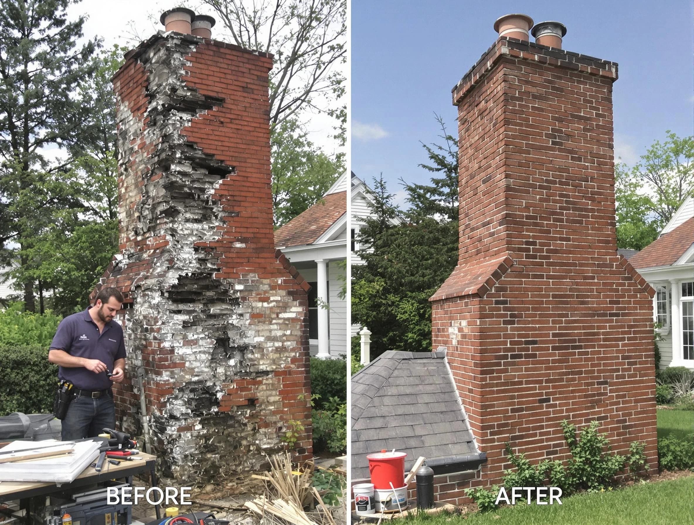 New Brunswick Chimney Sweep performing a full chimney restoration in New Brunswick, NJ