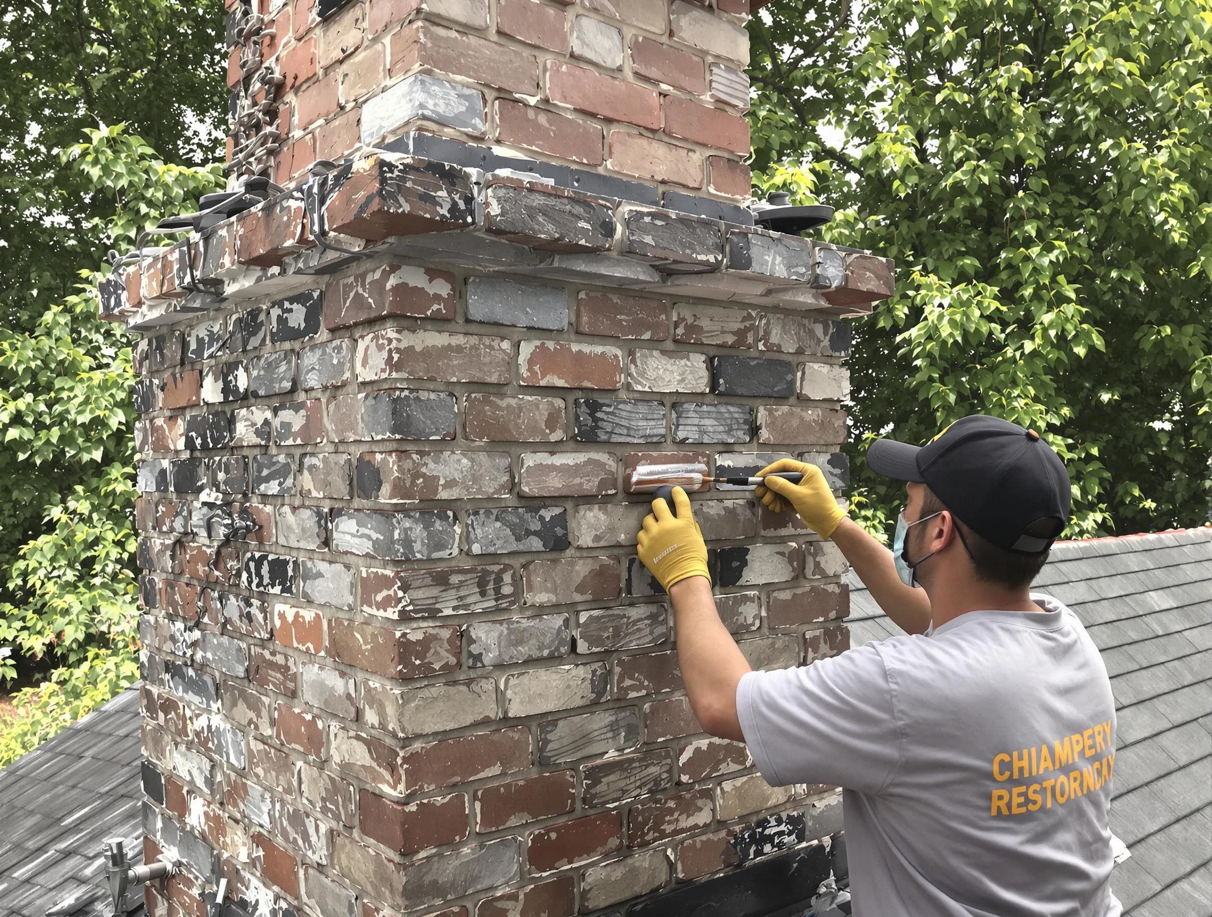 In-progress chimney restoration by New Brunswick Chimney Sweep in New Brunswick, NJ